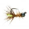 Fulling Mill Peeping Caddis Jig Burnt Green Tungsten Beadhead Barbless Flies