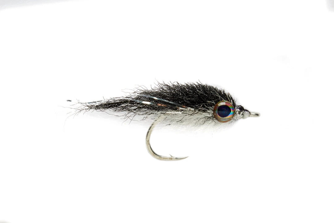 Fulling Mill Flies Salty Minnow Black & White 3 Fulling Mill Flies Salty Minnow Black & White