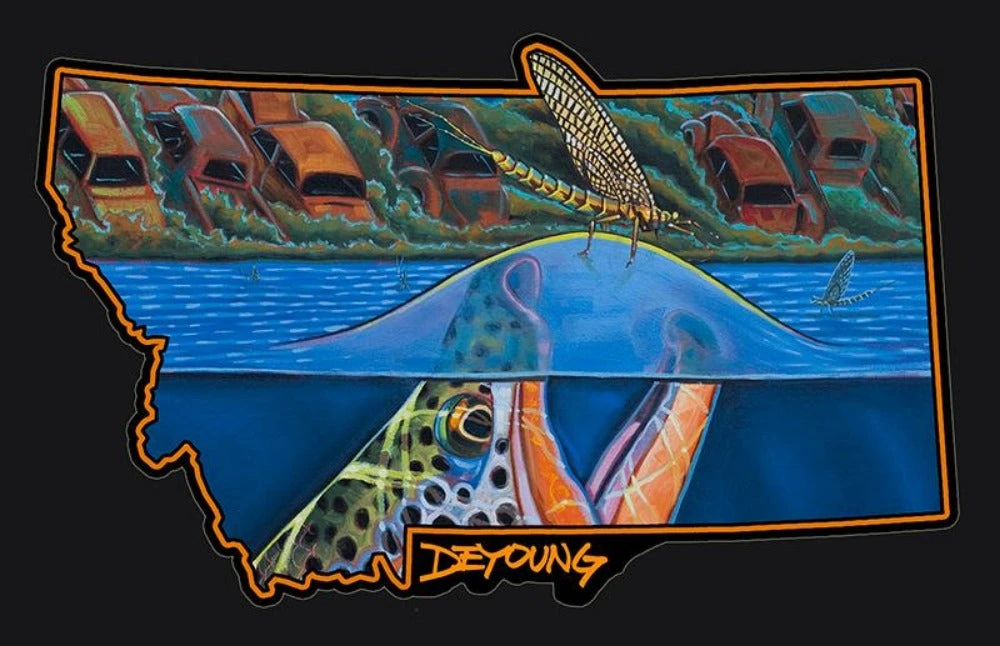 Fly Fishing Stickers DeYoung Decal-Harvest Moon Riser 8" 3 Fly Fishing Stickers DeYoung Decal-Harvest Moon Riser 8"