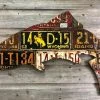 Cody Richardson Art - Antique Mixed Western State Trout License Plate Art Gifts